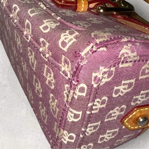 Vintage 2005 Dooney & Bourke Pink and Tan Satchel with Monogram Design - Picture 11 of 15